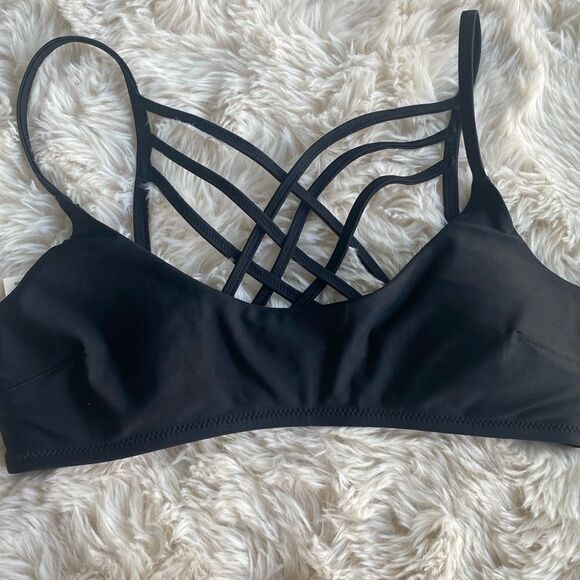 Aerie Strappy Scoop Neck Black Bikini Top Medium - Picture 1 of 6